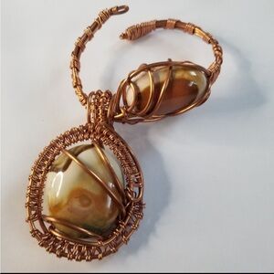 Jasper x Copper Wrapped Custom Handmade Cuff & Pendant NWT